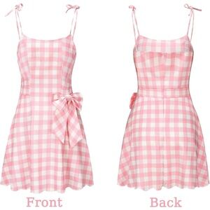 Barbie Costume Dress Pink Plaid Halloween Costume Princess Movie Cosplay NWOT